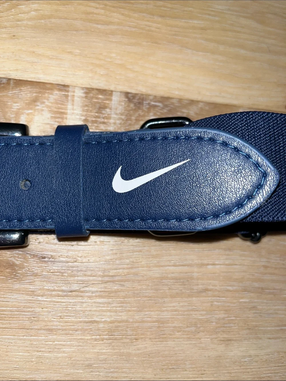 Nike Navy Athletic Web Belt with White Swoosh